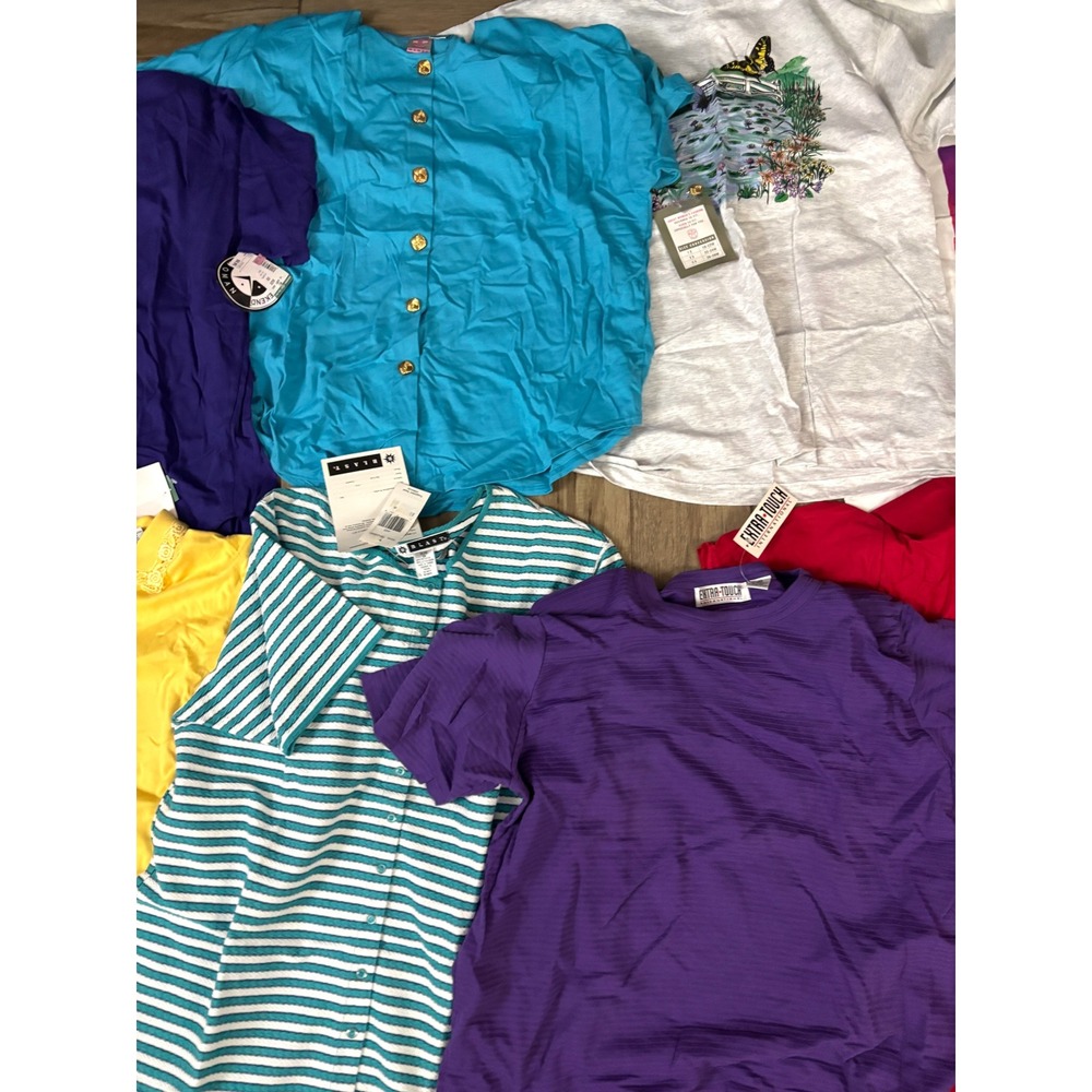 Vtg Womens Plus Size Blouse Lot 10 Pieces 90s Tops 2X 22W Mixed Brands Some NWT - Picture 4 of 10